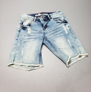 3/$15 dollhouse distressed, raw hem long jean shorts women's size 0